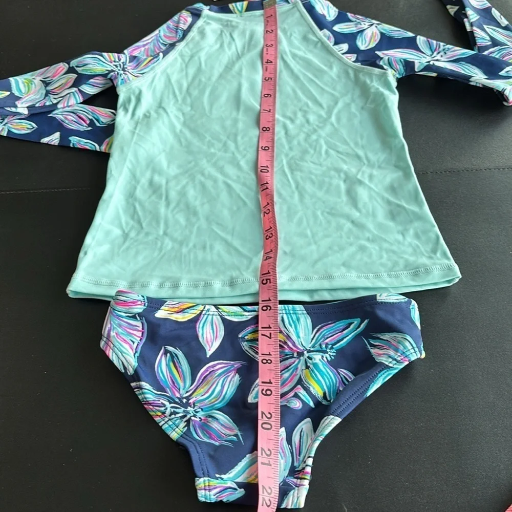 Kanu Surf UPF 50+ Charlotte 2 piece bikini,floral bottom,long sleeve rashguard